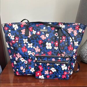 Kate Spade Floral Tote Bag - Black, Blue, Pink